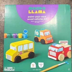 Paint-Your-Own Wood Vehicles Kit - Yellow, Red, Orange